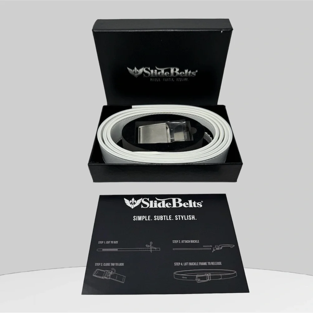 SlideBelts Classic White Belt (Simple,Subtle, Stylish)